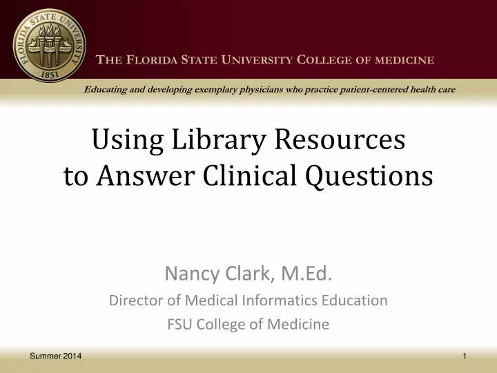 using library resources to answer clinical questions