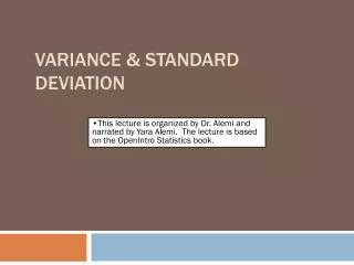 Variance &amp; Standard Deviation