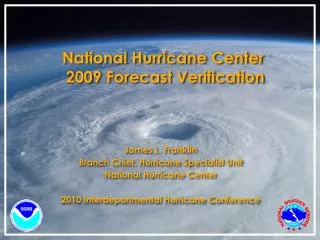 National Hurricane Center 2009 Forecast Verification
