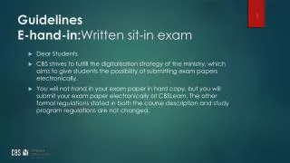Guidelines E-hand-in: Written sit-in exam