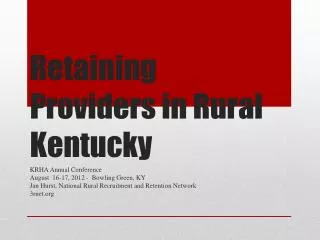 Retaining Providers in Rural Kentucky