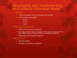 Developing and Implementing an Evidence-Informed Model Genesis