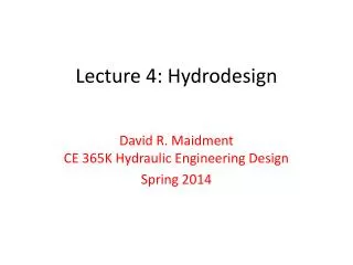 Lecture 4: Hydrodesign