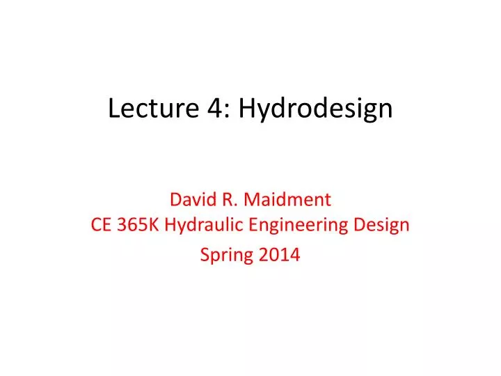 lecture 4 hydrodesign