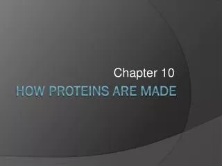 How Proteins are Made