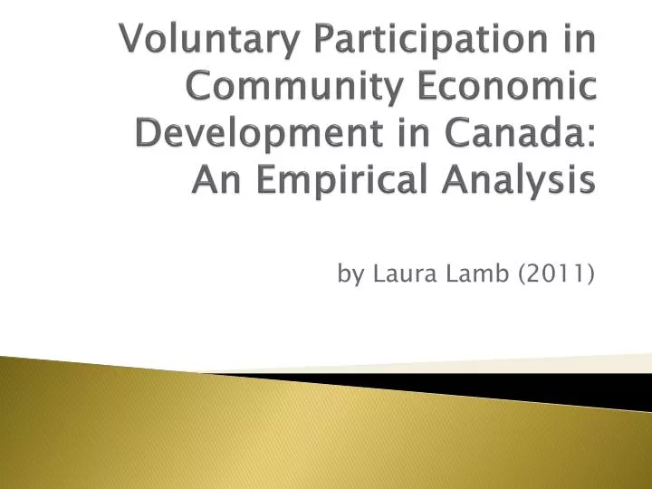 voluntary participation in community economic development in canada an empirical analysis