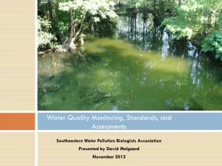 Water Quality Monitoring, Standards, and Assessments