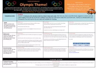 Grade 6A Homework Olympic Theme!