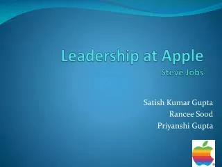 Leadership at Apple Steve Jobs