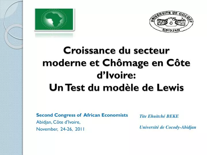 croissance du secteur moderne et ch mage en c te d ivoire un test du mod le de lewis