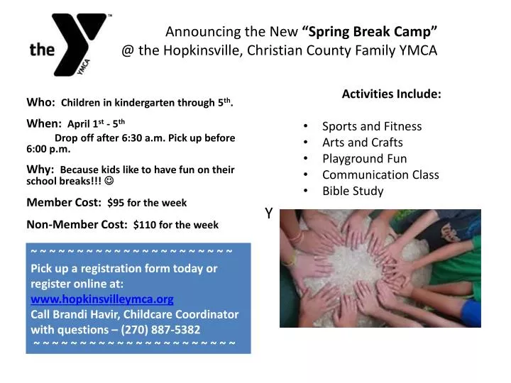 announcing the new spring break camp @ the hopkinsville christian county family ymca