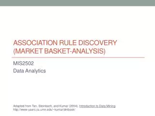 Association rule discovery ( Market basket-analysis)
