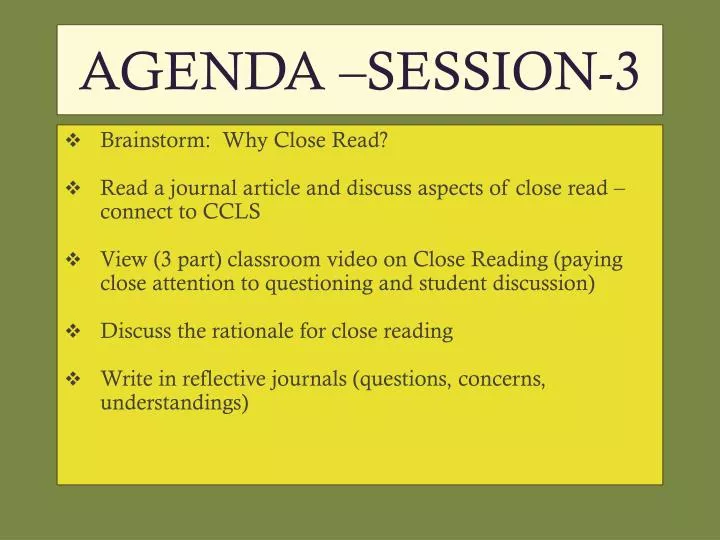agenda session 3