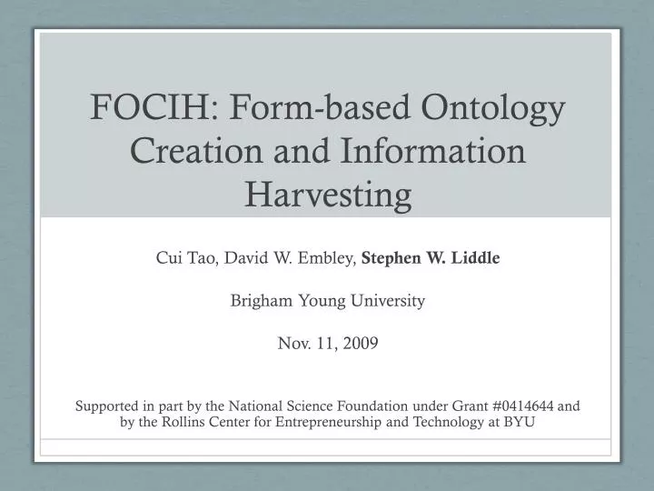 focih form based ontology creation and information harvesting