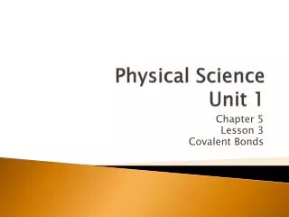 Physical Science Unit 1