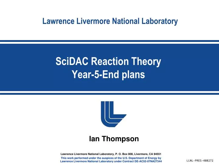 scidac reaction theory year 5 end plans