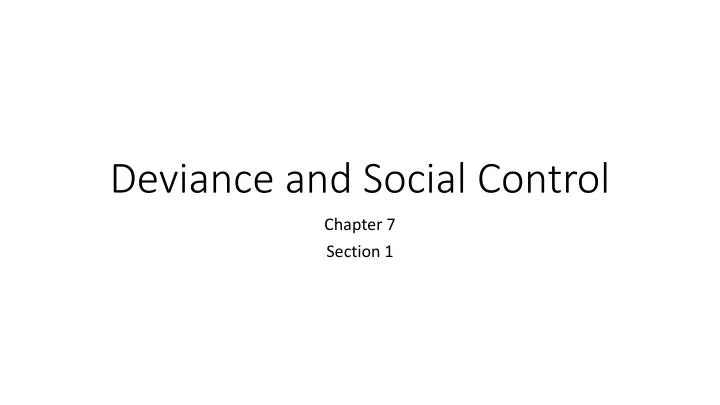 deviance and social control