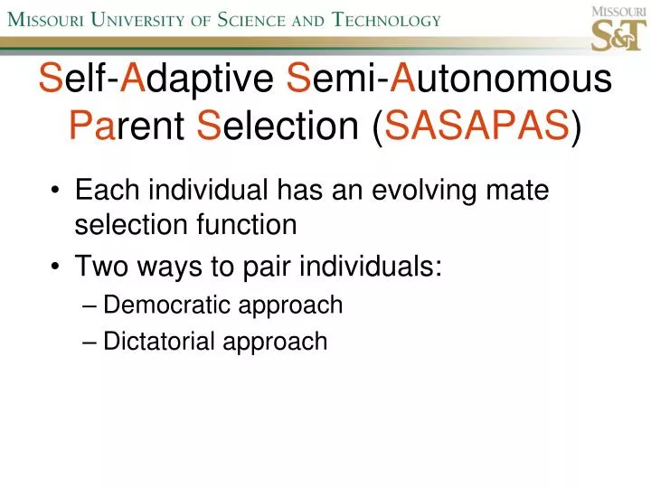 s elf a daptive s emi a utonomous pa rent s election sasapas