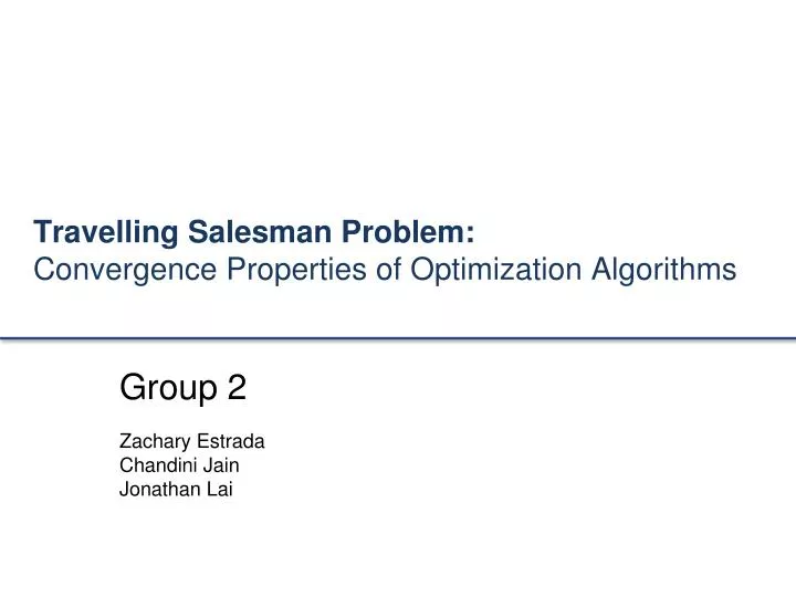 travelling salesman problem convergence properties of optimization algorithms
