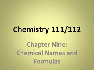 Chemistry 111/112