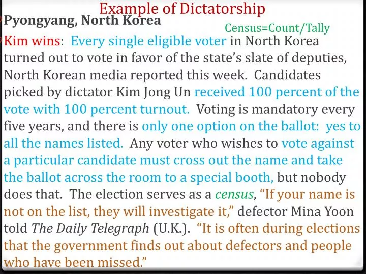 example of dictatorship