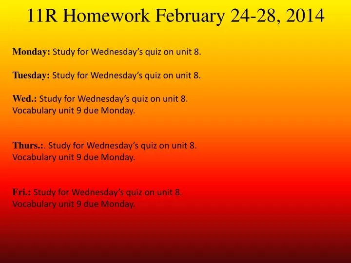 11r homework february 24 28 2014