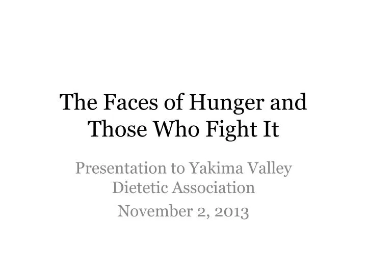 the faces of hunger and those who fight it