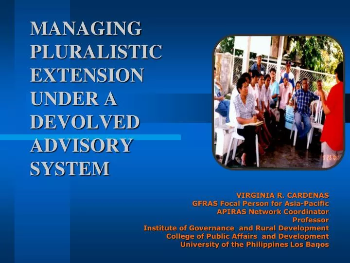 managing pluralistic extension under a devolved advisory system