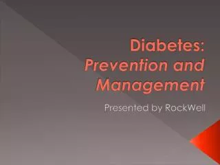 diabetes prevention and management