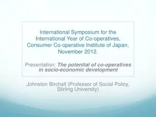 Presentation: The potential of co-operatives in socio-economic development