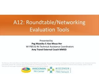 A12: Roundtable/Networking Evaluation Tools