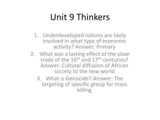 Unit 9 Thinkers