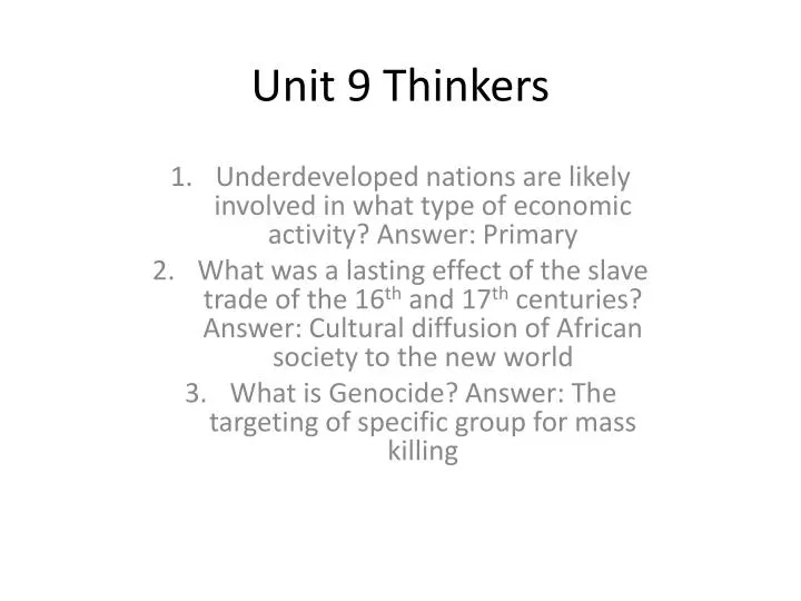 unit 9 thinkers