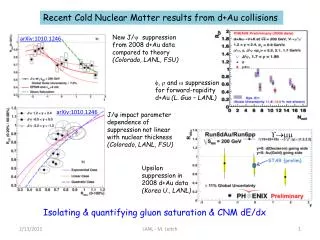 New J/ ? suppression from 2008 d+Au data compared to theory (Colorado, LANL, FSU)