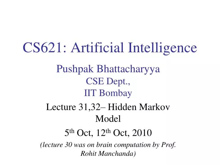 cs621 artificial intelligence