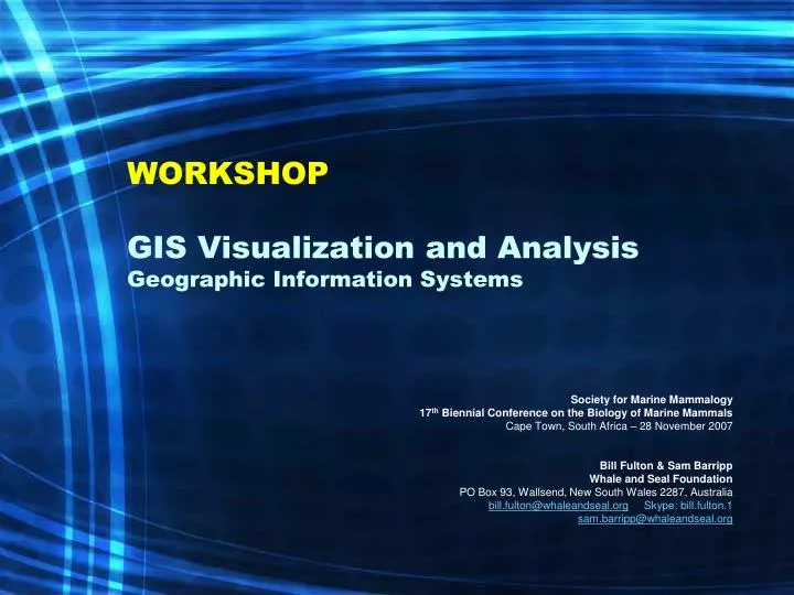 workshop gis visualization and analysis geographic information systems