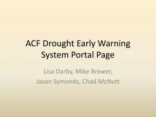 ACF Drought Early Warning System Portal Page