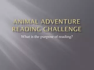 Animal Adventure Reading Challenge