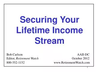 Securing Your Lifetime Income Stream