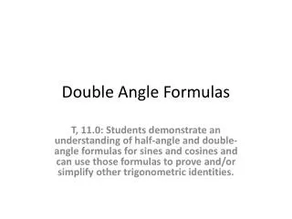 Double Angle Formulas