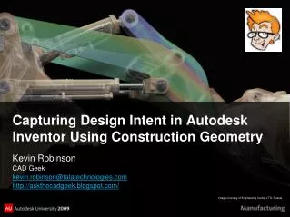 Capturing Design Intent in Autodesk Inventor Using Construction Geometry