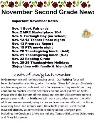 November Second Grade News