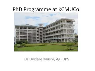 PhD Programme at KCMUCo