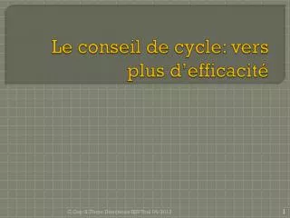 le conseil de cycle vers plus d efficacit