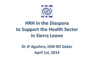HRH in the Diaspora to Support the Health Sector in Sierra Leone