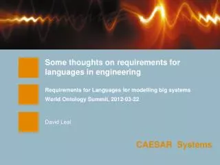 Some thoughts on requirements for languages in engineering