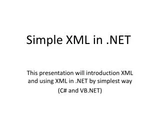 Simple XML in .NET