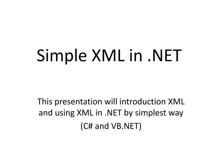 simple xml in net