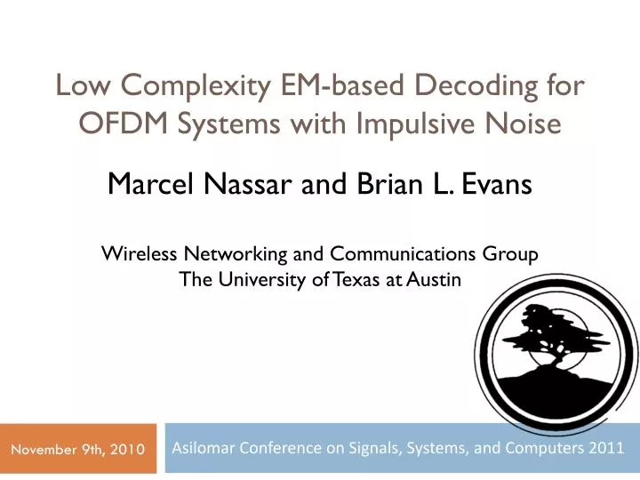 low complexity em based decoding for ofdm systems with impulsive noise