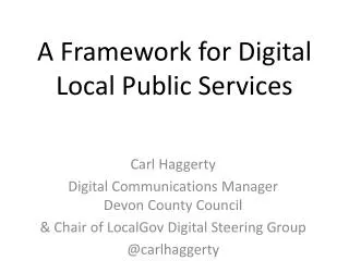 A Framework for Digital Local Public Services